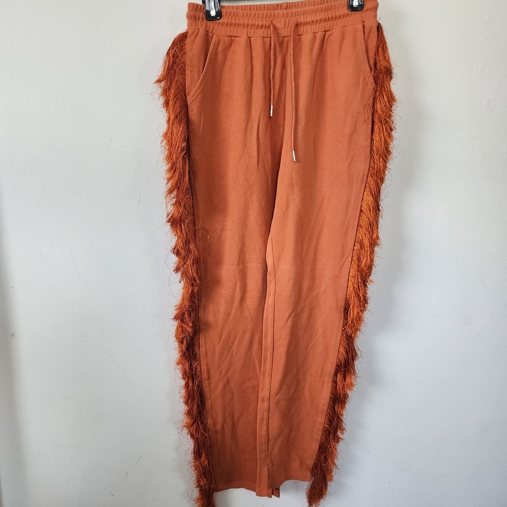 Minaa Monroe Sweatpants Orange Tassel Fringe Size Medium